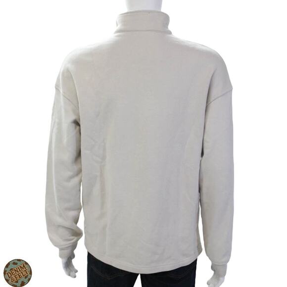 Alo UNISEX Renown Heavyweight 1/4 Zip Pullover Sweatshirt Color: Bone Sz: S - Picture 11 of 16